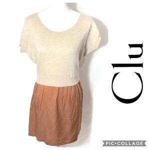 Clu Silk Cashmere Wool Dress Sz XS Cream Tan Women